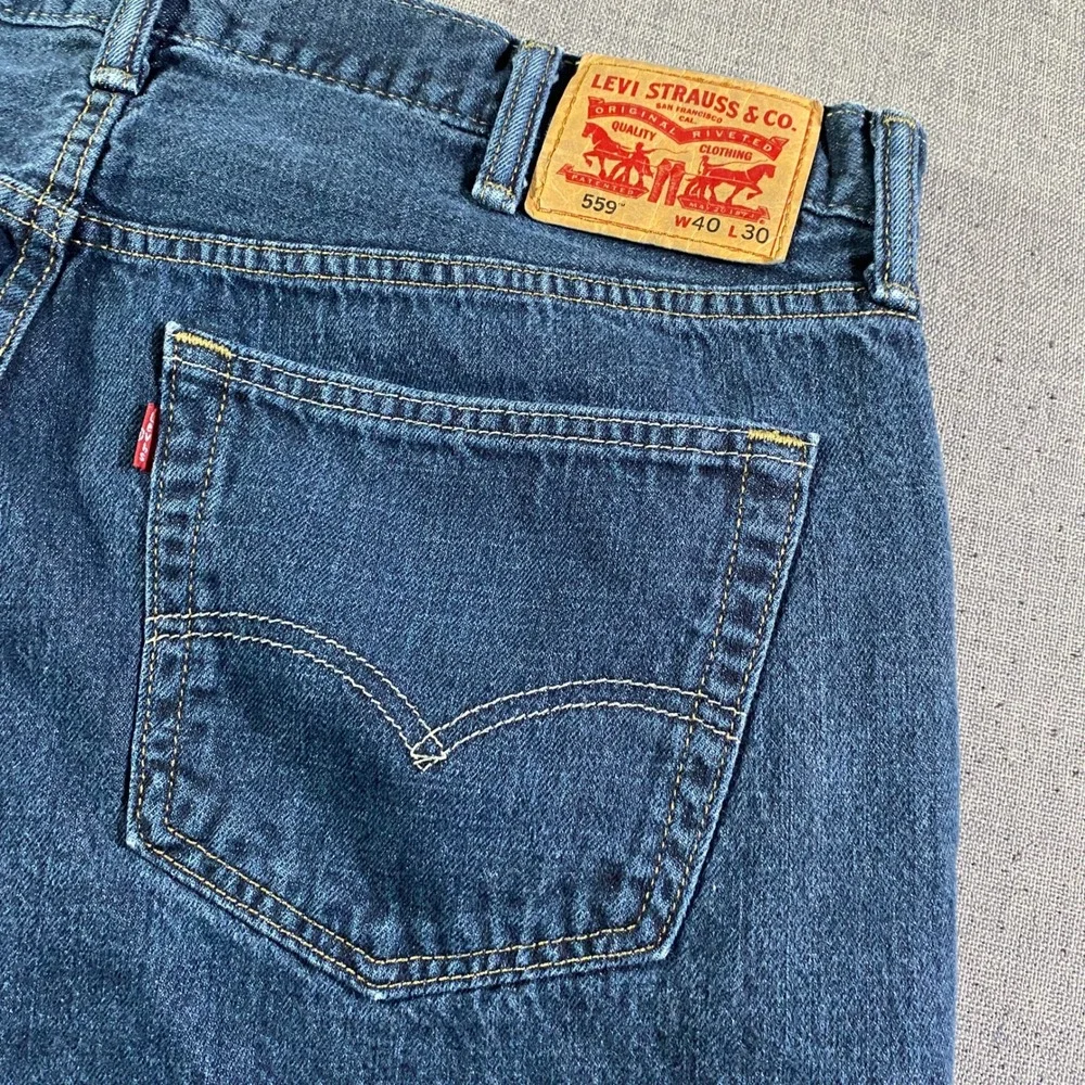 Levi 559 Relaxed Straight Baggy Jeans Mens W40 L30 Dark Wash Straight‎ Leg Denim